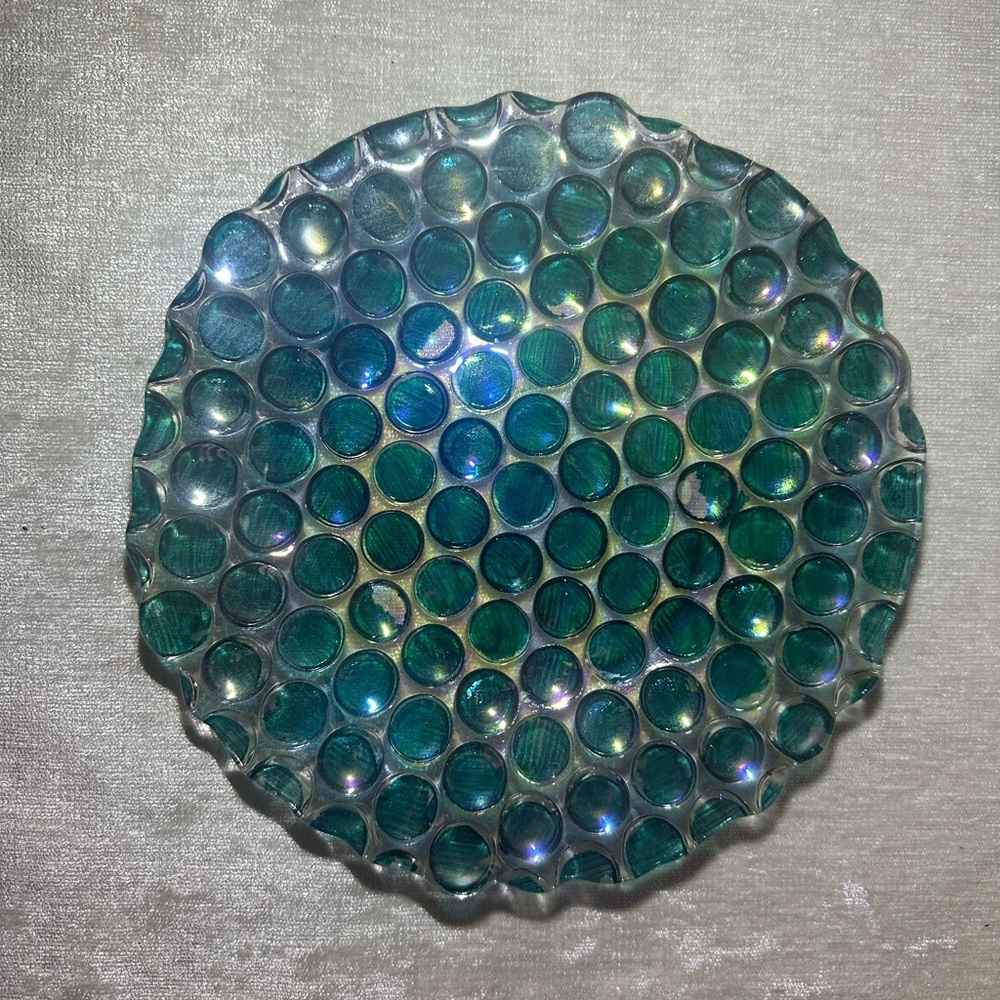 Elegant Glass Bubble Plate - Teal
